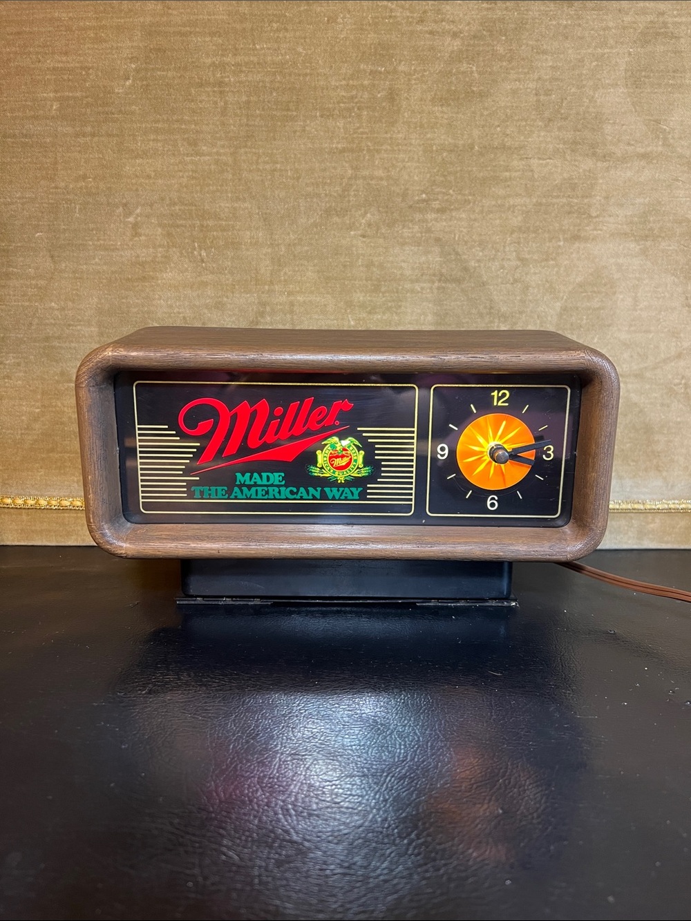 1985 Clock Bar Sign Miller Beer Starburst Electric Made The American Way Works
